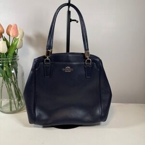 Coach Minetta Navy Pebbled Leather Handbag Gold Hardware B1592-F34663